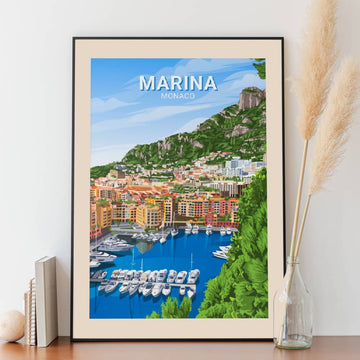Affiche Monaco - Marina - Posteroo.com