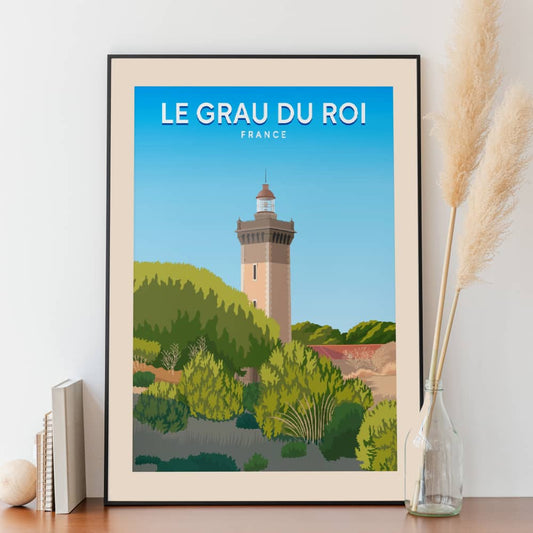 Affiche - Le Grau-du-Roi - Le Phare de l'Espiguette - Posteroo.com