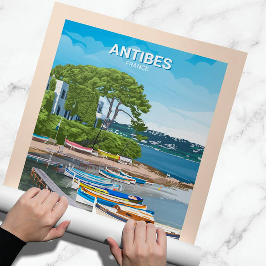 Affiche Antibes - Plage de l'Olivette - Posteroo.com (1)