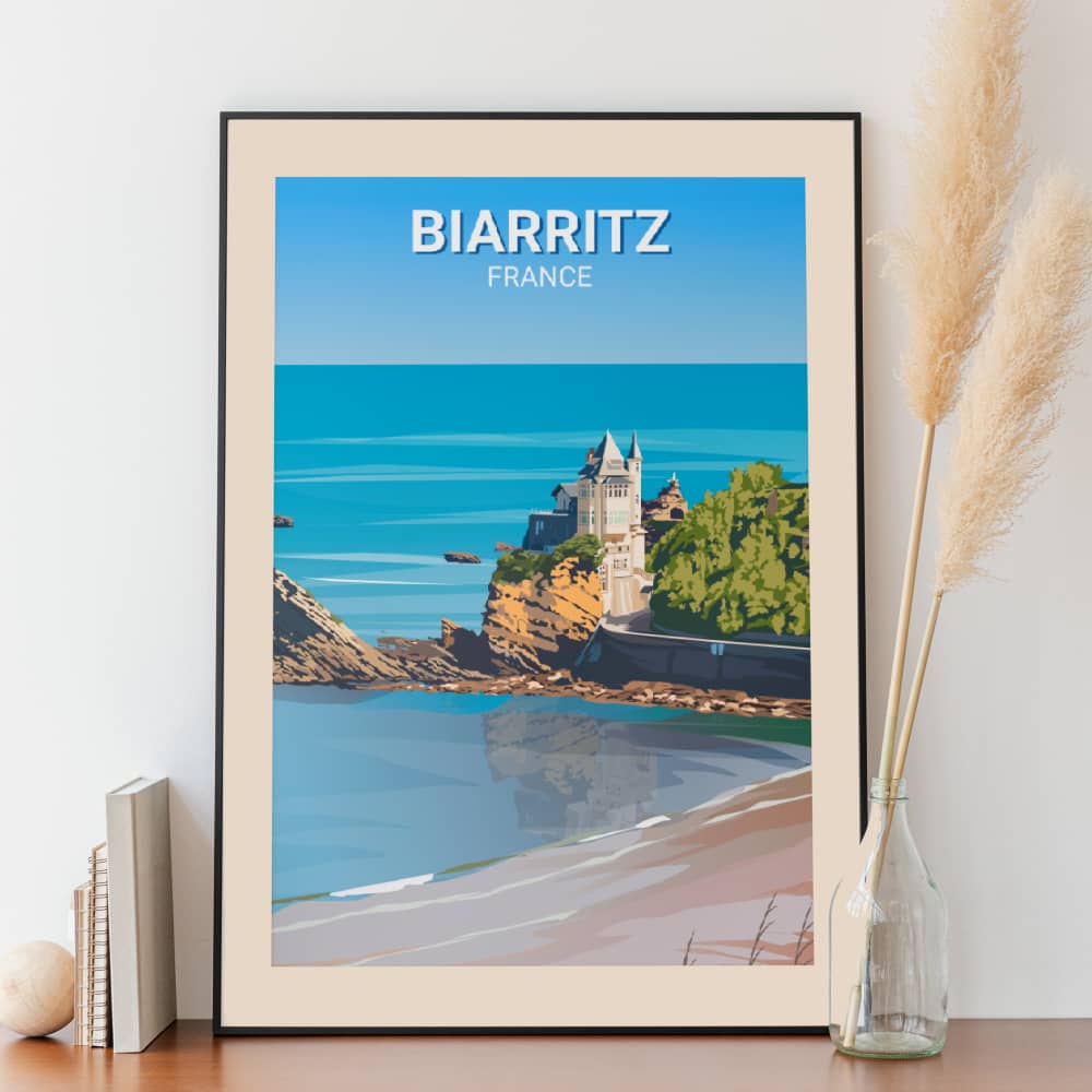 Affiche Biarritz - Plage Côte des Basques - Posteroo.com 