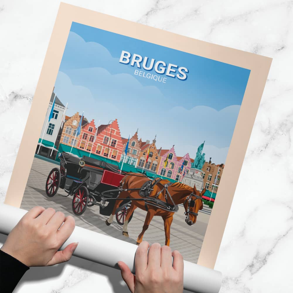 Affiche Bruges - Grand-Place - Calèche - Posteroo.com (2)