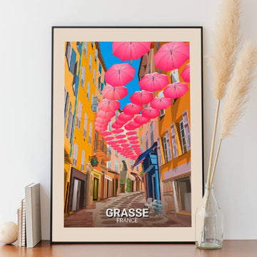 Affiche Grasse - Vieille Ville - Parapluies - Posteroo.com.jpg