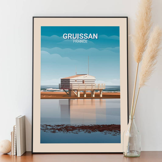 Affiche Gruissan - Plage - Cabane - Posteroo.com.jpg