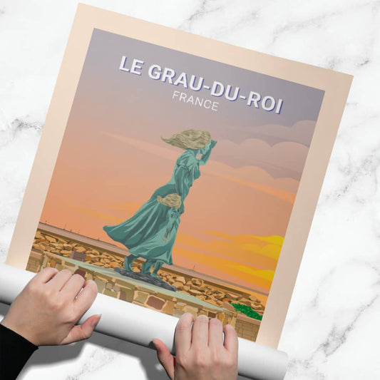 Affiche Le-Grau-Du-Roi - Statue de l'Espérance - Posteroo.com