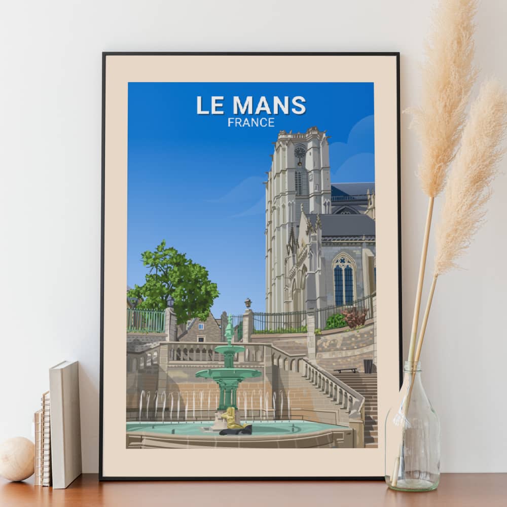 Affiche Le Mans - Cathédrale Saint Julien - Posteroo.com 