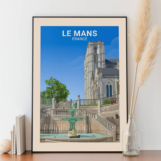 Affiche Le Mans - Cathédrale Saint Julien - Posteroo.com 