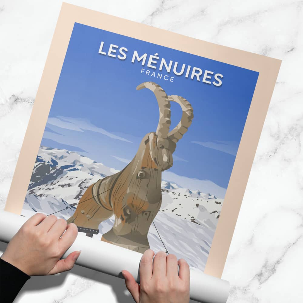 Affiche Les Menuires - Piste Bouquetin - Posteroo.com