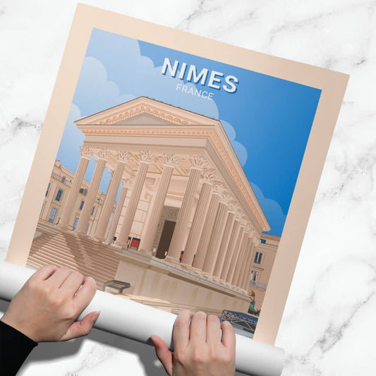 Affiche Nimes - Maison Carrée - Posteroo.com