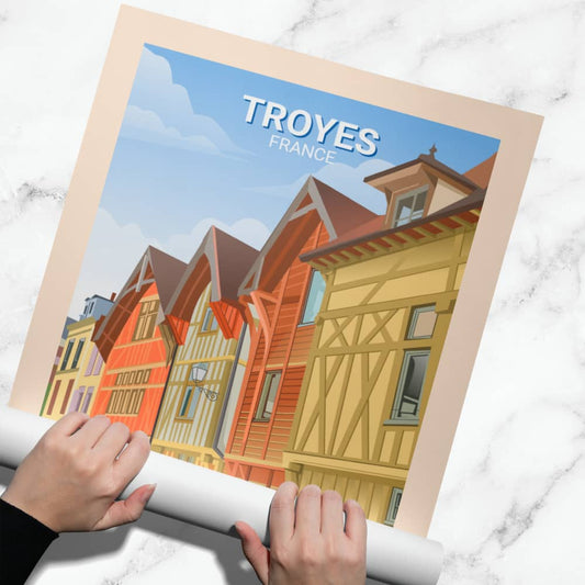 Affiche Troyes - Maison à colombages - Posteroo.com (1)