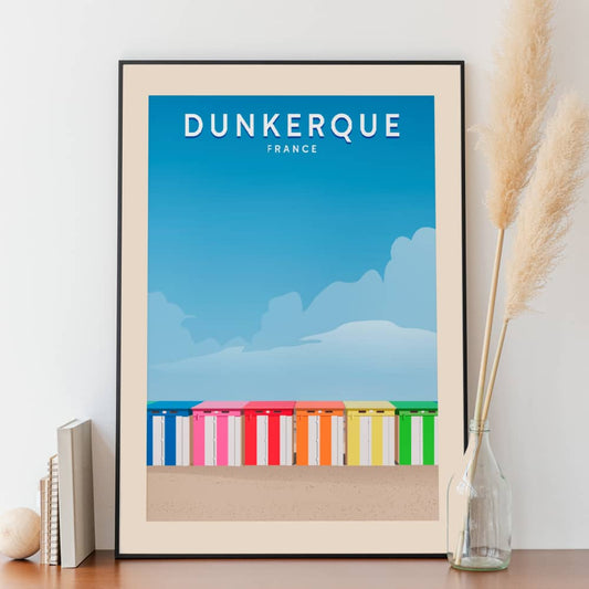 Affiche Dunkerque - Cabines de plage - Posteroo.com