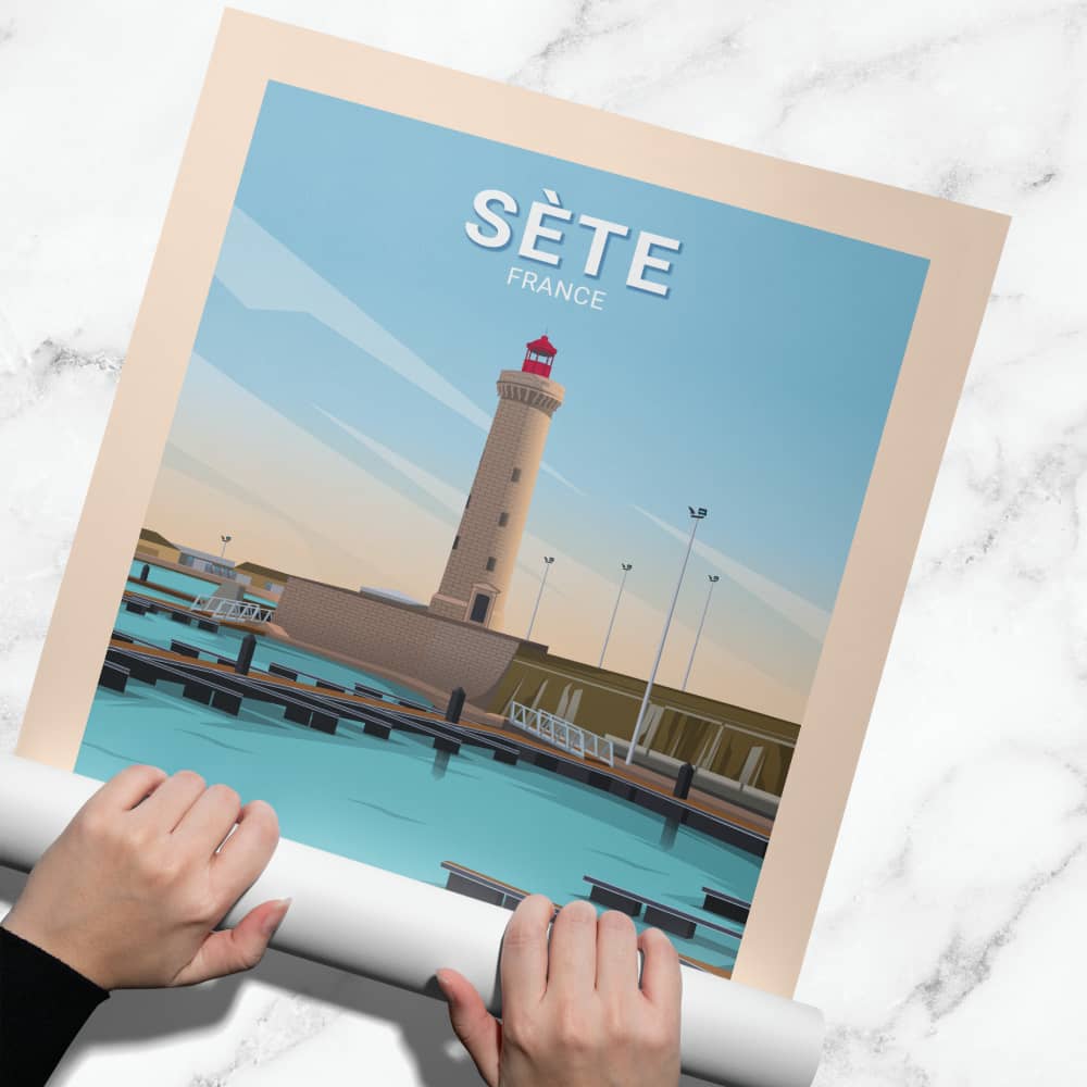 Affiche Sète - Phare du môle Saint-Louis - Posteroo.com