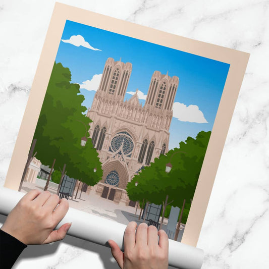 Affiche Reims - Cathédrale - Posteroo.com